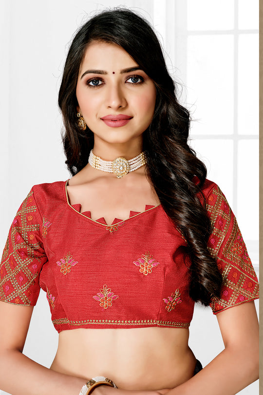 Salmon Orange Brasso Saree