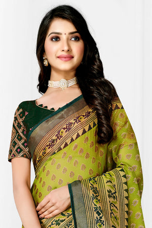 Fern Green Brasso Saree