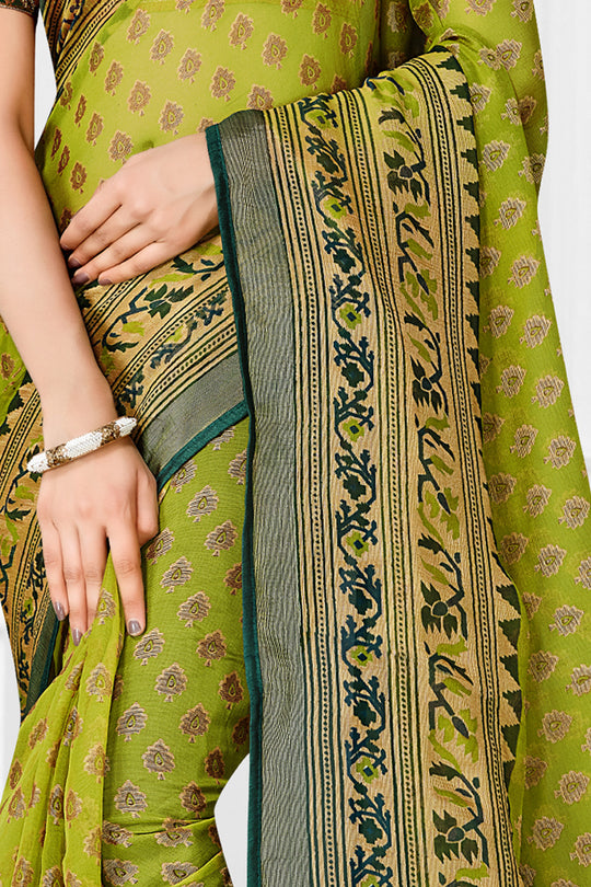 Fern Green Brasso Saree