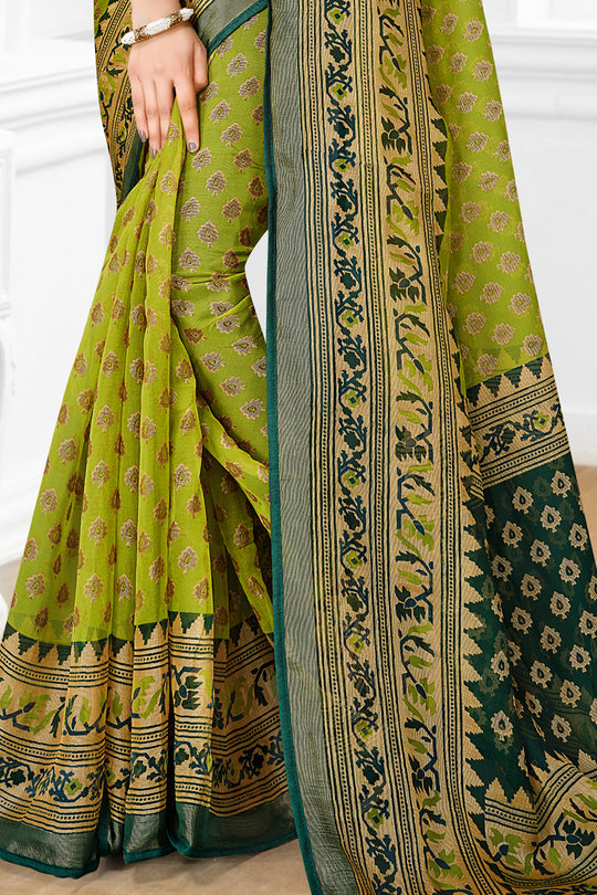 Fern Green Brasso Saree