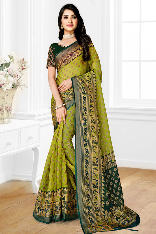 Fern Green Brasso Saree