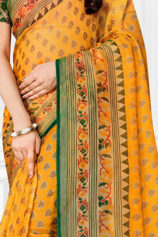 Marigold Yellow Brasso Saree