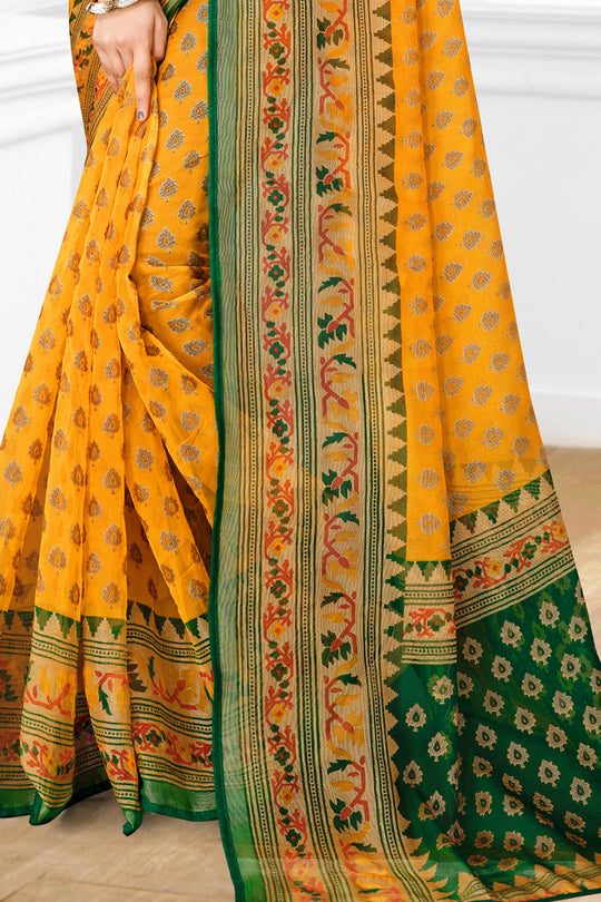 Marigold Yellow Brasso Saree