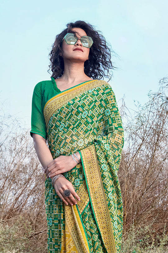 Emerald Green Georgette Saree
