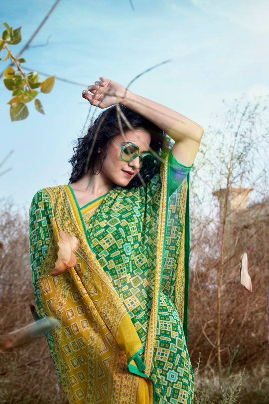 Emerald Green Georgette Saree