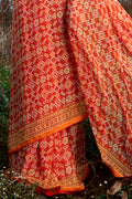 Sunset Orange Georgette Saree