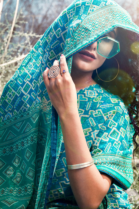 Sky Blue Georgette Saree