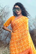 Sunny Orange Georgette Saree