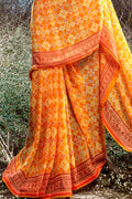 Sunny Orange Georgette Saree