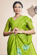 Sheen Green Chiffon Saree