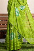 Sheen Green Chiffon Saree