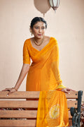 Marigold Yellow Chiffon Saree