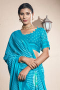 Sky Blue Chiffon Saree