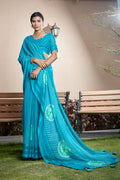 Sky Blue Chiffon Saree