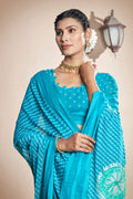 Sky Blue Chiffon Saree