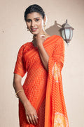 Sunset Orange Chiffon Saree