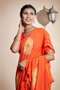 Sunset Orange Chiffon Saree