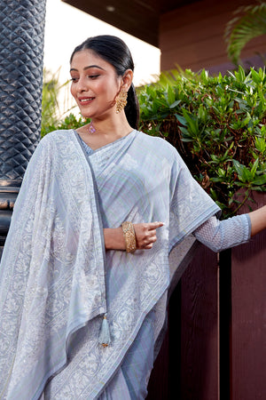 Pastel Blue Georgette Saree