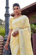 Lemon Yellow Georgette Saree