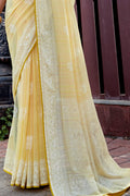 Lemon Yellow Georgette Saree