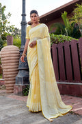 Lemon Yellow Georgette Saree