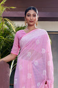 Flamingo Pink Georgette Saree