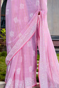 Flamingo Pink Georgette Saree