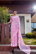 Flamingo Pink Georgette Saree