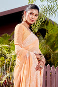 Cantaloupe Orange Georgette Saree