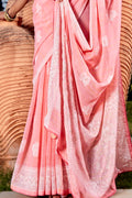 Rose Peach Georgette Saree