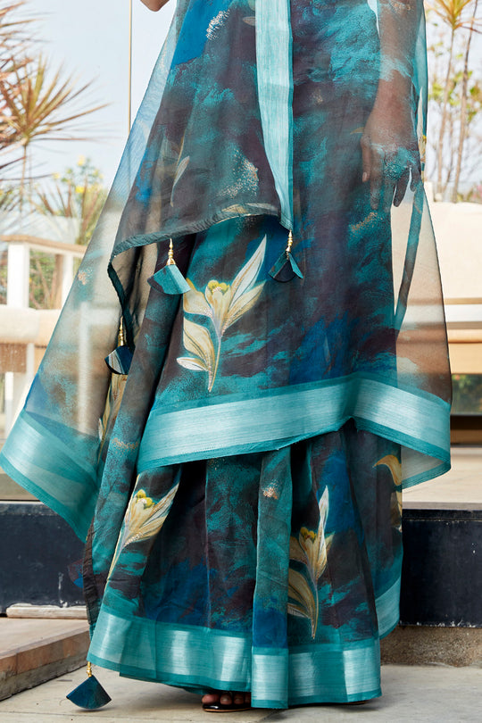 Deep Blue Organza Saree