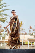 Chocolate Brown Organza Saree
