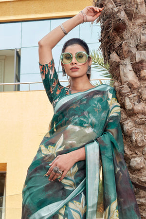 Dynasty Green Organza Saree