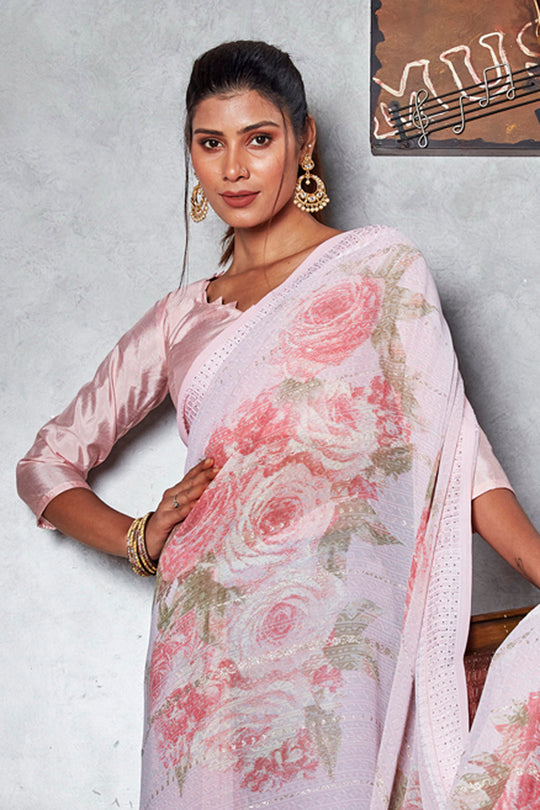 Pastel Pink Georgette Saree
