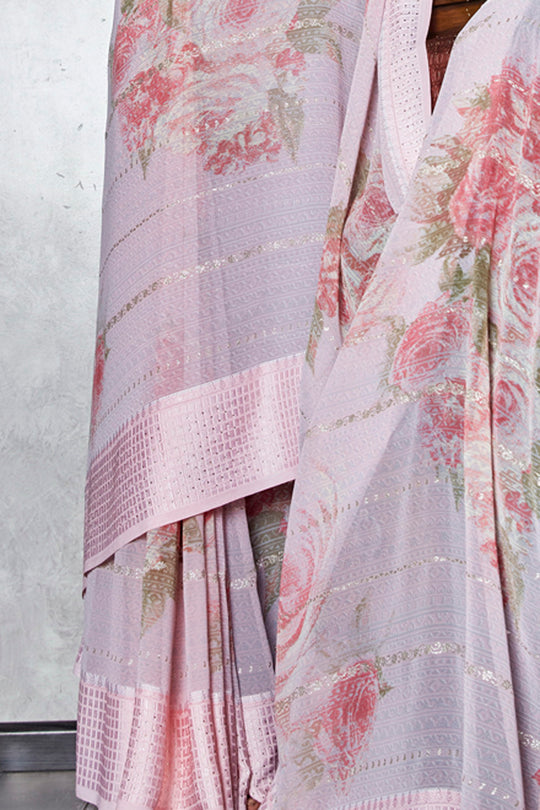 Pastel Pink Georgette Saree