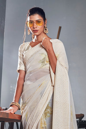 Tan Beige Georgette Saree