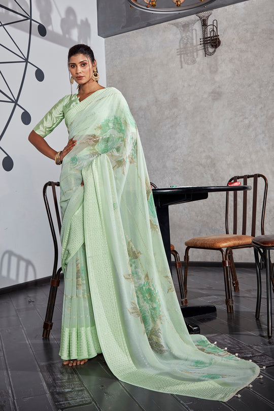 Mint Green Georgette Saree