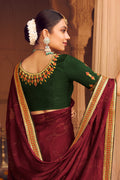 Cinnamon Brown Satin Chiffon Saree