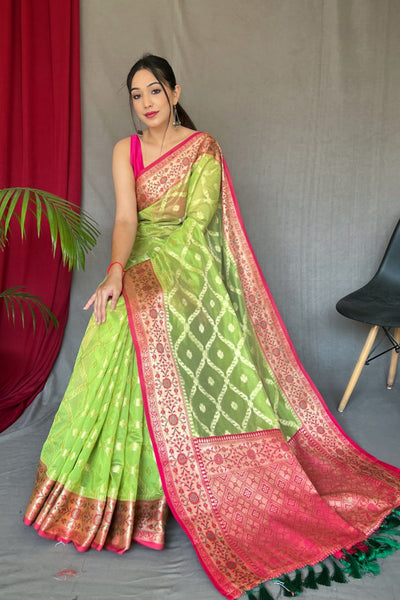 Pink  Green Warm Silk Saree with Work Blouse Combo  Manya Clothing  Buy  Sarees with Work Blouses at affordable prices
