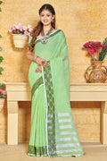 Mint Green Linen Blend Saree