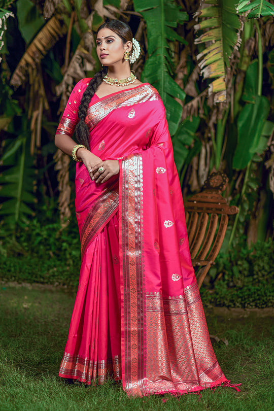 Taffy Pink Banarasi Saree