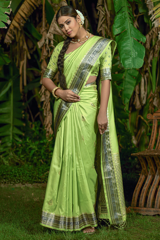 Pista Green Banarasi Saree