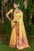 Lemon Yellow Banarasi Saree