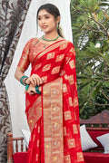 Scarlet Red Organza Saree