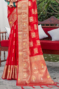 Scarlet Red Organza Saree