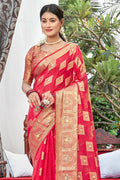 Taffy Red Organza Saree