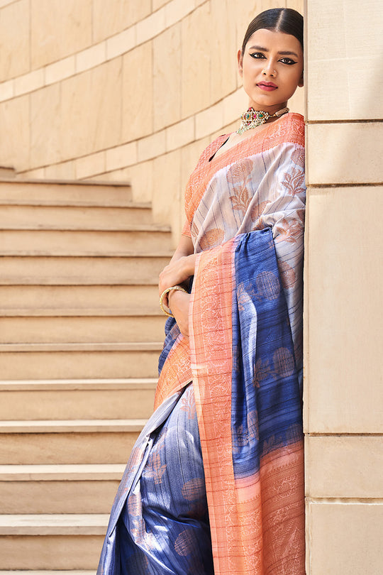 Blue Digital Print Saree