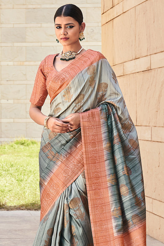 Grey Digital Print Saree