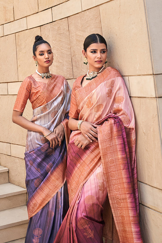 Royal Purple And Brown Digital Print Saree