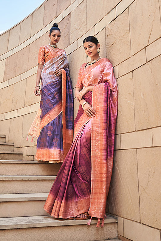 Rust Orange And Brown Digital Print Saree